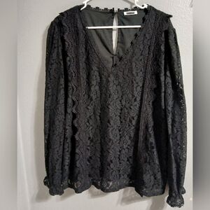 Royal + Reese Elegant Black Lace Women's Top